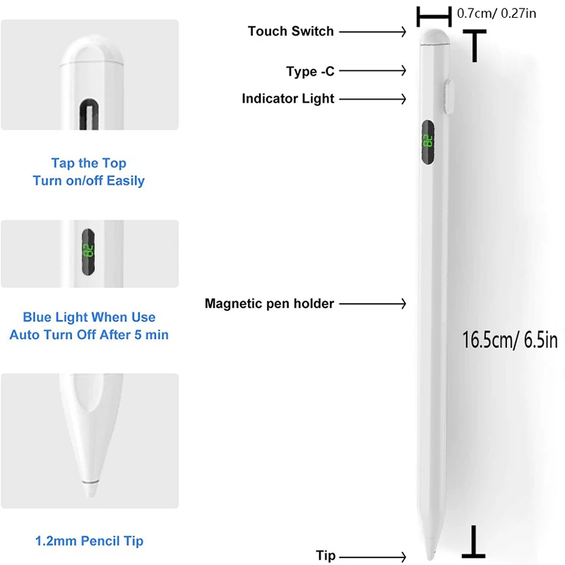 For Apple Pencil For Ipad A16 2025 10th Generation Stylus Pen Pro 13 M5 12.9 Air 11 M4 M3 5 4 3 Mini 7 6 A17 8th 9th Touch Pens