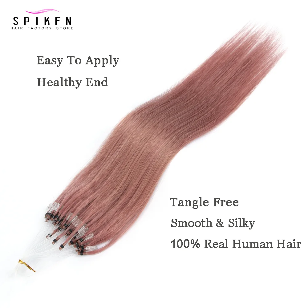 SPIKFN 12 "16" 20 "gant violet Micro boucle anneau cheveux humains 50 pcs/paquet 30g boucle lien cheveux pour les femmes sortie coiffure