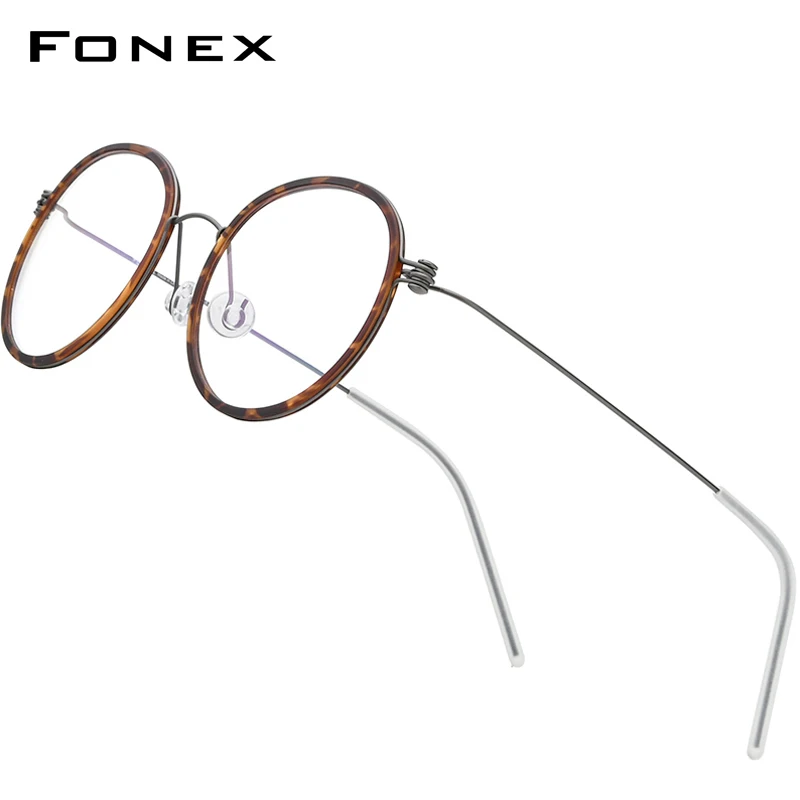 FONEX B Titanium Glasses Frame Men Round Frames Women Eyeglasses 2021 Korean Screwless Eyewear 7512