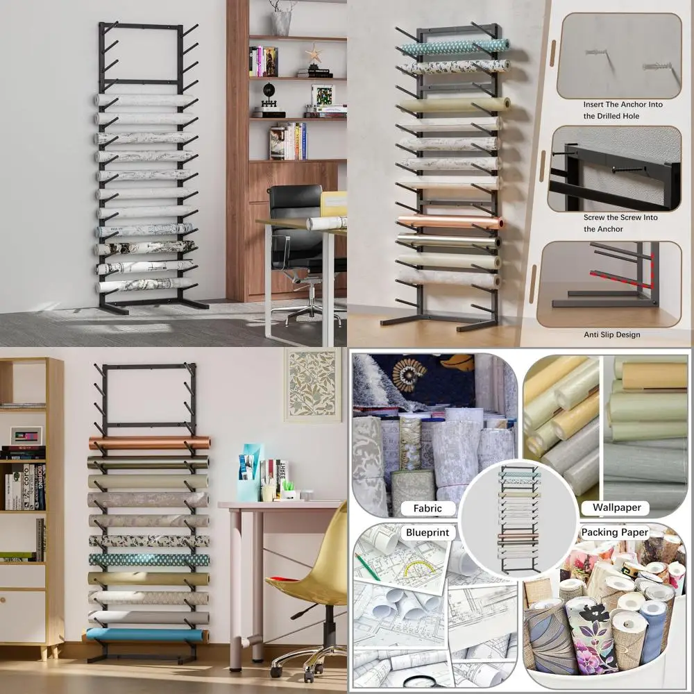 

15-уровневая сверхпрочная настенная стойка для чертежей, плакатов, художественных отпечатков, вмещает до 30 фунтов на руку, матовый черный