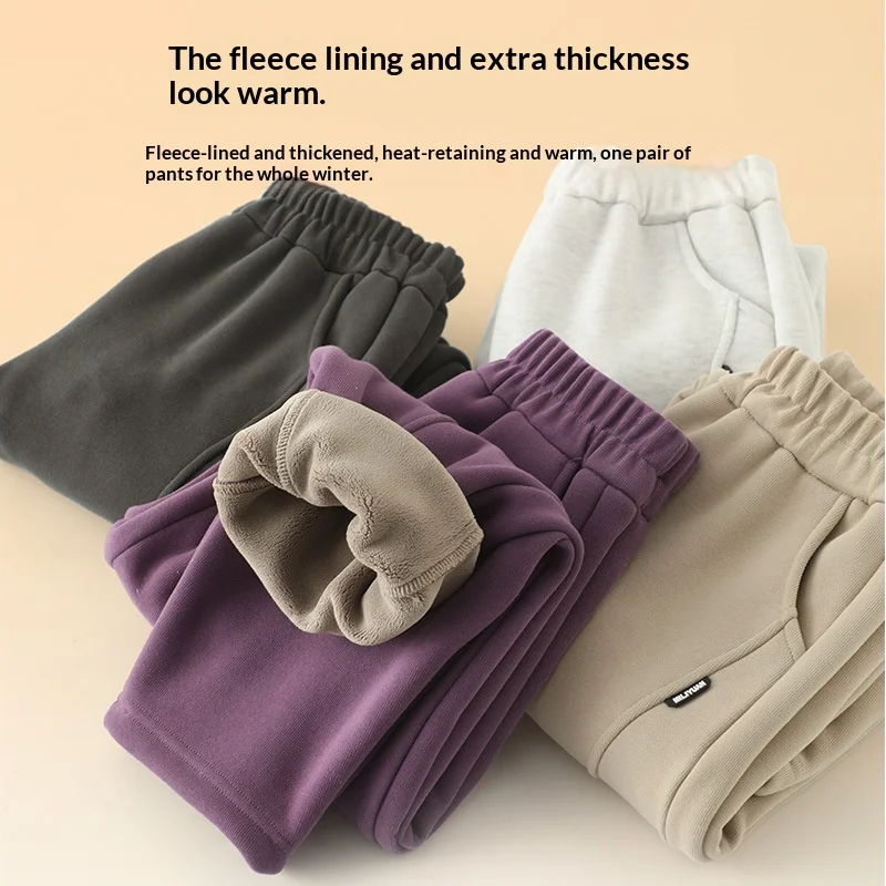 

Толстые повседневные брюки для девочек, зимние флисовые спортивные штаны, школьные детские свободные штаны-бананы для мальчиков, брюки для холодной погоды, спортивные штаны