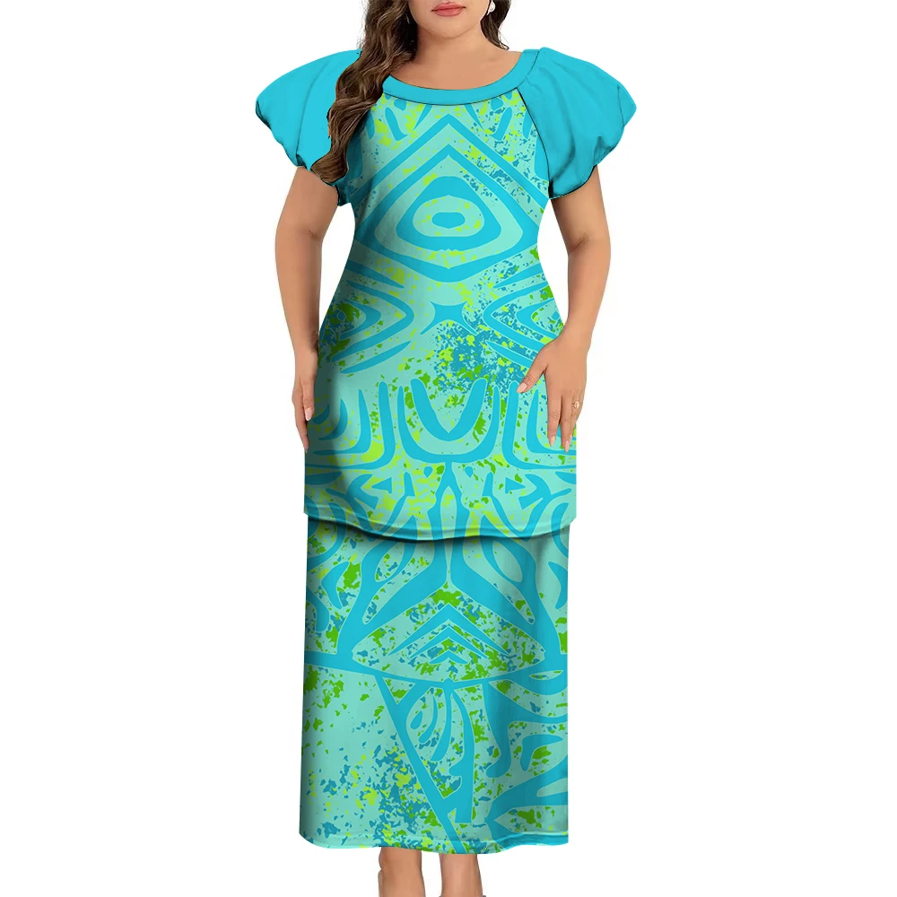 Vestido de arte tradicional polinésia personalizado estampado, terno de dupla camada para senhoras, moda Samoa Club, novo, 2022