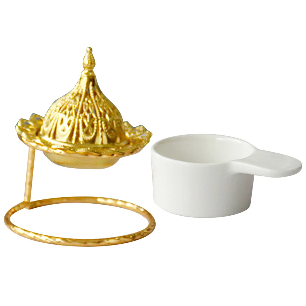 

Ceramic Essential Oil Burner Metal Aroma Incense Stove Desktop Decoration Ornament for Home Office Relaxation Meditation