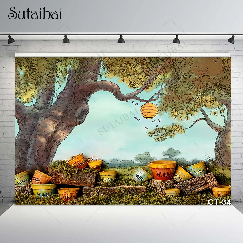 

Honeycomb Theme Cartoon Forest Bees Party Photography Backdrop Child Celebrate Birthday Props Happy Sweet Photocall Banner Booth