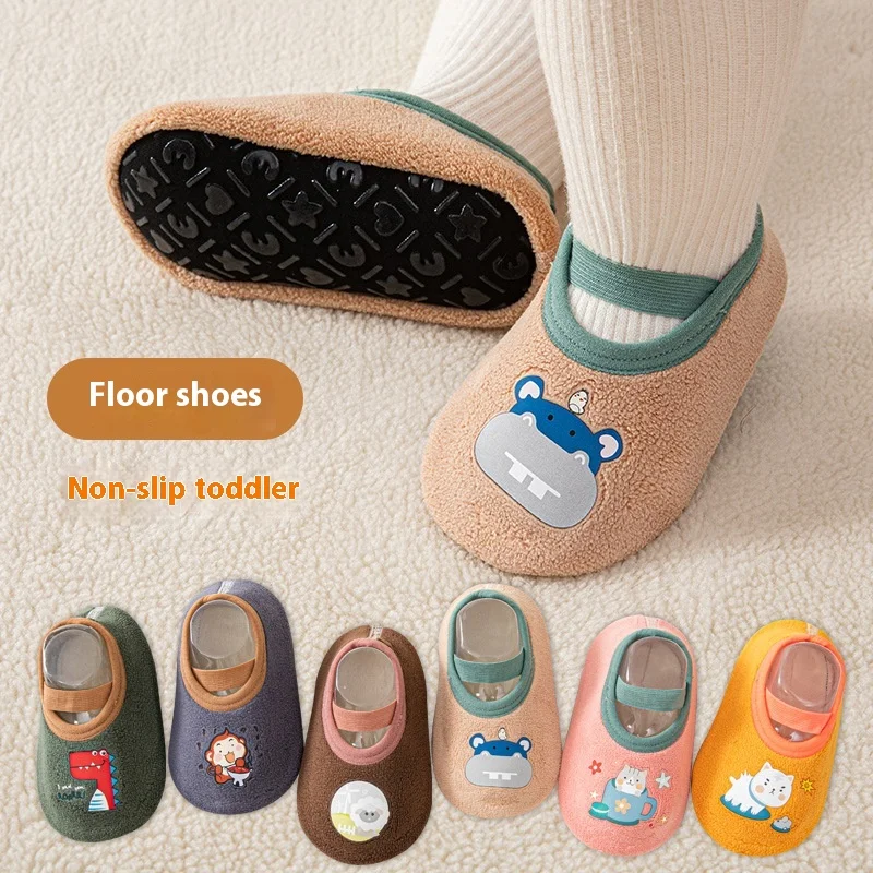 

Baby Toddler Shoes First Walkers Non-slip Thickening Shoes Sock Floor Shoes Foot Socks Animal Style for For Babies Flat Shoes