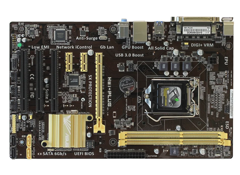 

Asus H81-Plus All-Solid-State H81 Mainboard Lga1150 Large Board Compatible with I3 4130