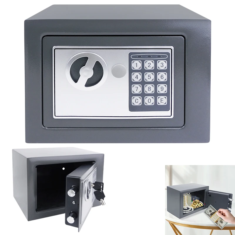 خزنة إلكترونية مقاومة للحريق ومقاومة للماء مع لوحة مفاتيح رقمية رئيسية لتخزين آمن من النقود والمجوهرات ومكتب المستندات