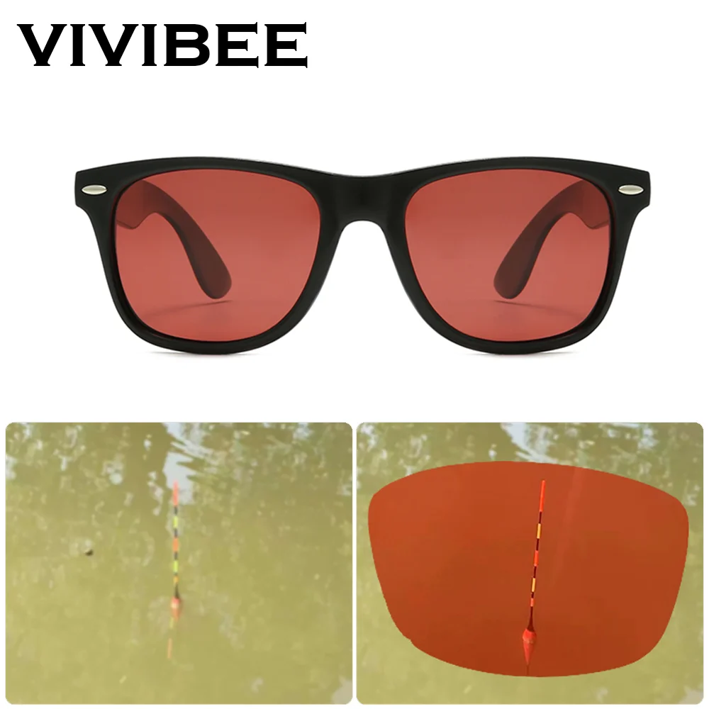 

VIVIBEE Classic Fishing Sunglasses Red Polarized Men Square UV400 Outdoor Anti Glare Goggles Women Easy Float Eyewear