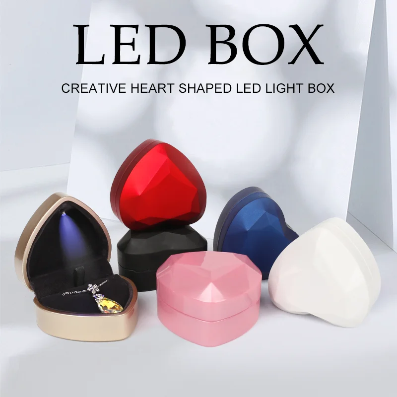 Advanced Heart Shape Ring Box With Small Spotlight Lamp Jewelry Box Necklace Box Storage Box Packaging Box Gift Box