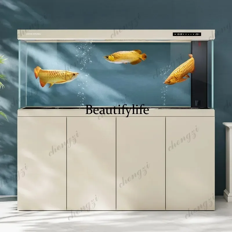 

RR Eco Self-Cleaning Aquarium - Large Ultra Clear Glass Fish Tank with Professional Bottom Filter for Home Office Furniture