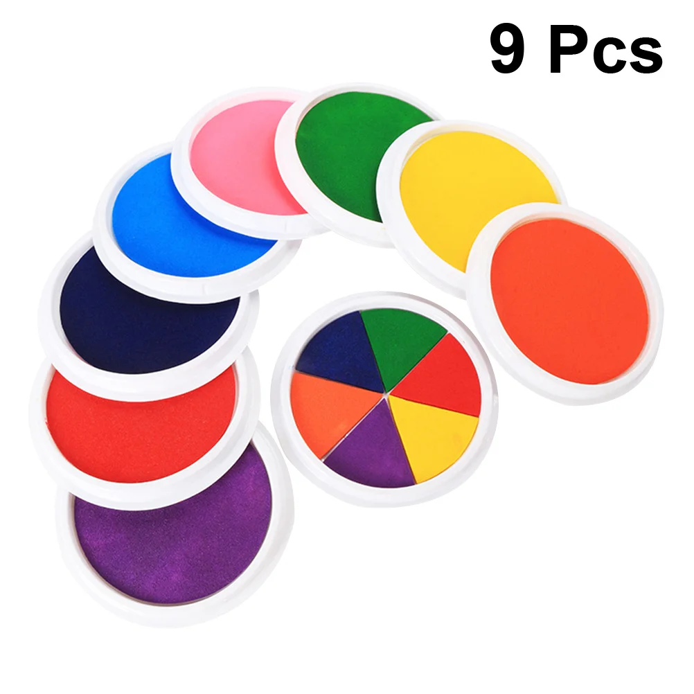 9 قطعة كبيرة قابل للغسل الحبر Stamps الوسادة للأطفال اليد النخيل الطباعة على ورقة الخشب النسيج Crafts بها بنفسك الحرف طلاء جدران الزفاف الديكور