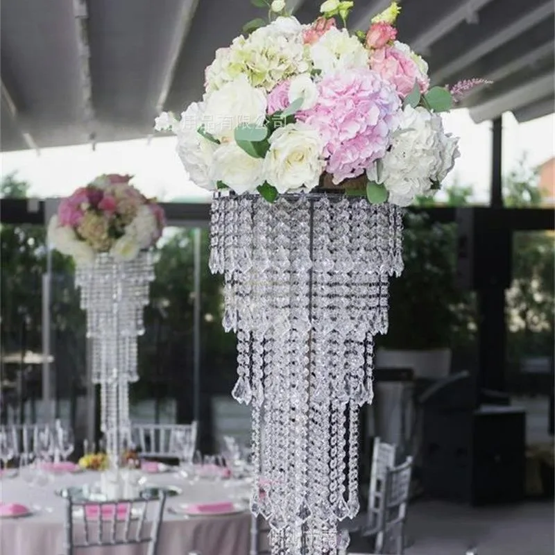 10pcs Crystal Table Centerpieces Silver/gold Metal Acrylic Flower Stand Wedding Party Centerpieces Home Decor