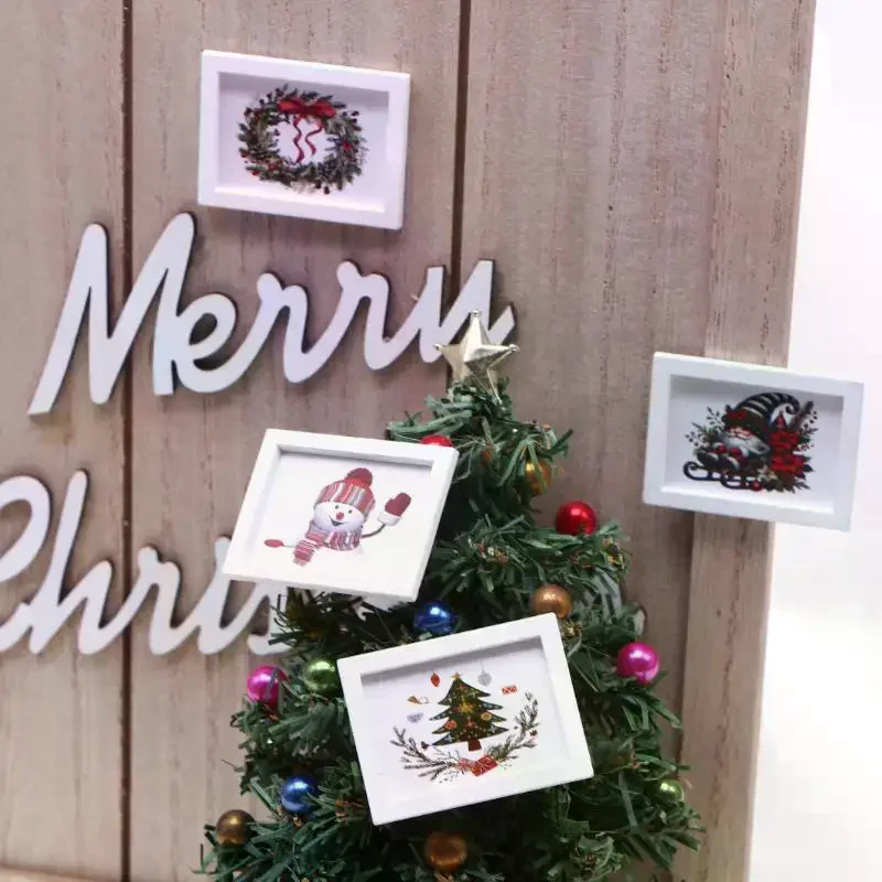 1/12 인형집 미니 크리스마스 벽화 장식 인형집 홈 데코레이션 인형 집 미니 크리스마스 장면 사진 소품