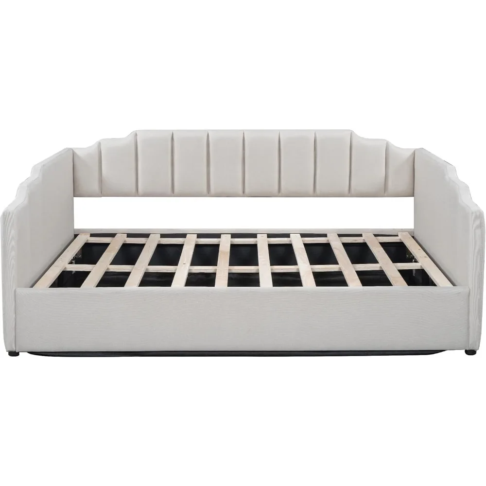 أريكة سرير نهارية منجدة بالحجم الكامل مع مساحة تخزين، وإطار سرير نهاري زاوية لغرفة المعيشة وغرفة النوم، وحل موفر للمساحة #3