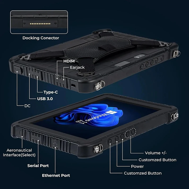 頑丈なWindows 11 Proタブレット,頑丈な産業用タブレット,屋外,仕事,PC,日光,読み取り可能,4G,LTE, GPS, 10.1インチ,8GB 128GB