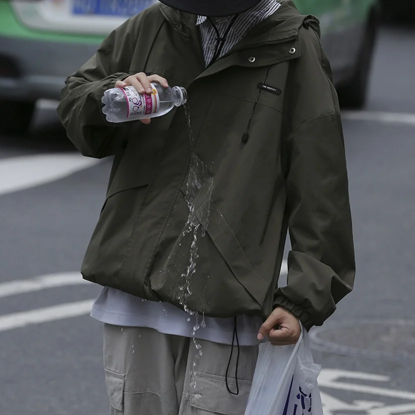 

Мужская уличная куртка свободного кроя для работы, весна-осень, модная брендовая водонепроницаемая повседневная куртка с капюшоном, молодежная модная верхняя одежда