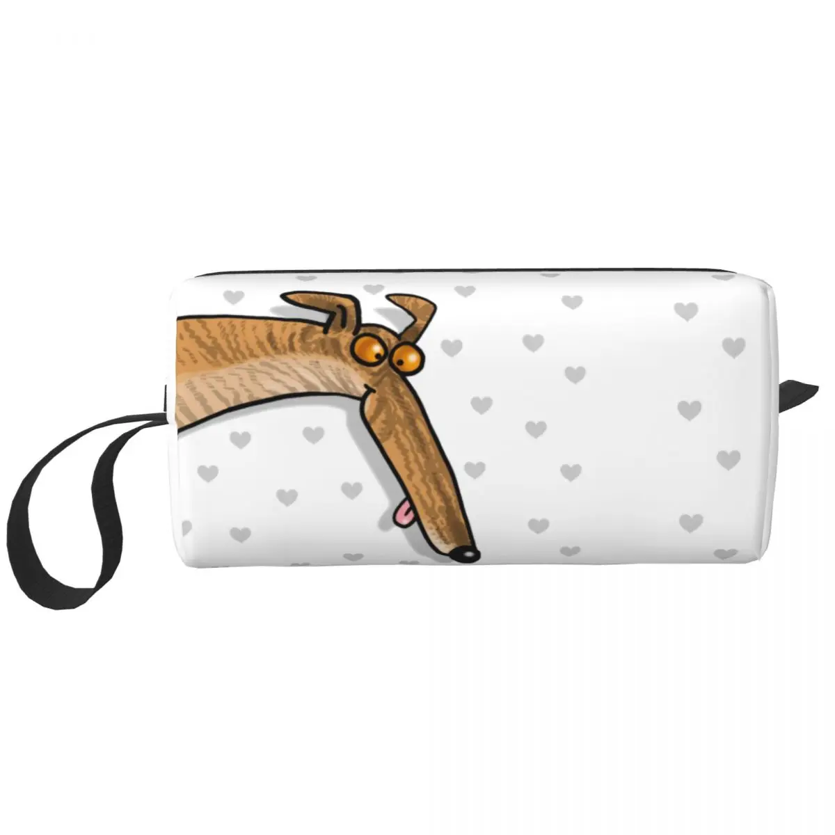 

Brindle Derp Makeup Bag Large Cosmetic Bag for Men Women Greyhound Whippet Lurcher Dog Toiletry Bags Dopp Kit