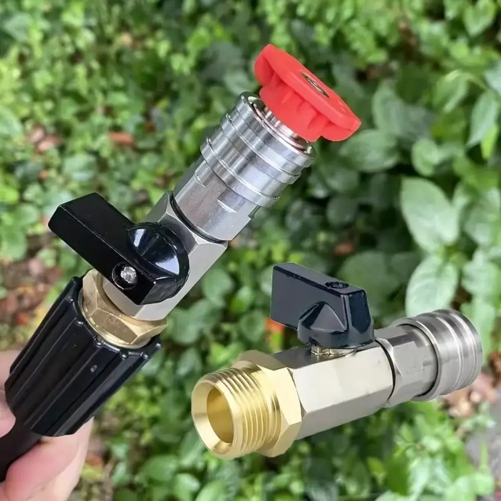 Water Flow Control High Pressure Washer Ball Valve 1/4 Inch Brass Material Hose Switch On/Off Switch Threaded Ports