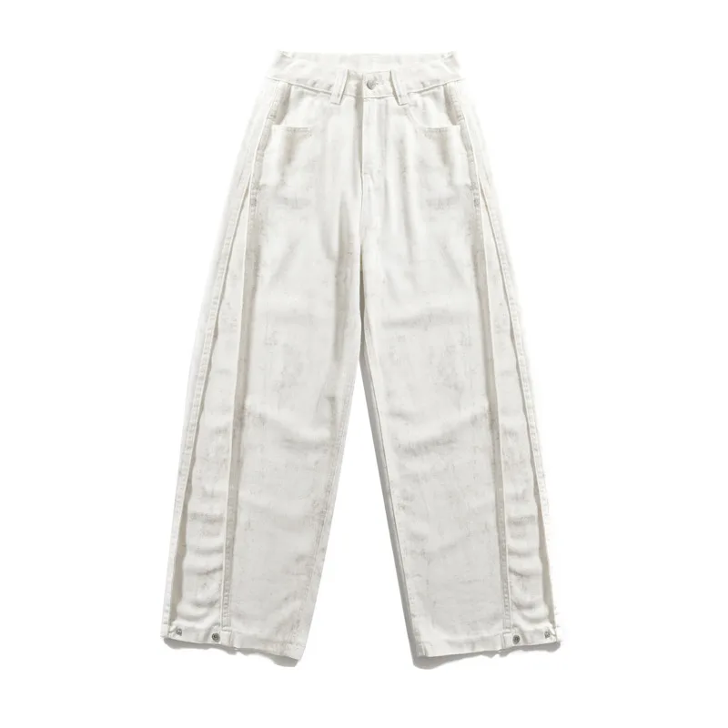 HKSH Women Fashion Straight Jeans Tie-Dye American Retro Elegant Casual Versatile Denim Wide Leg Pants New Spring Summer HK19585