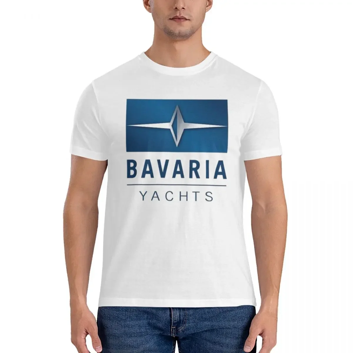 Bavaria Yachts Blue Silver Logo T-Shirt for Men Cotton Plus Size T Shirts Men's Short Sleeve Crew Neck Summer Clothes Tops S-6XL