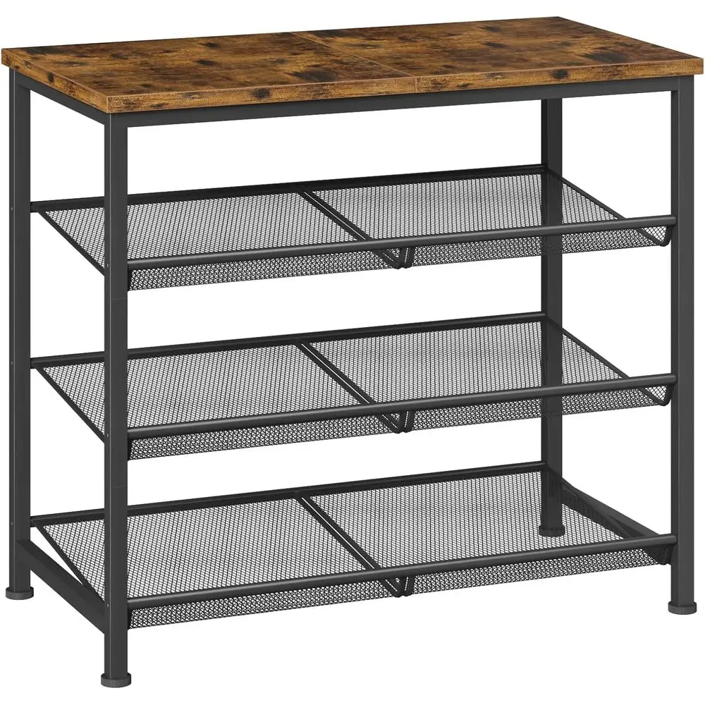 

Shoe Rack or Entryway, 4-Tier Shoe Rack with Storage Shelves and Spacious Top, Adjustable, It can accomate 14-16 Pairs o Shoes，R