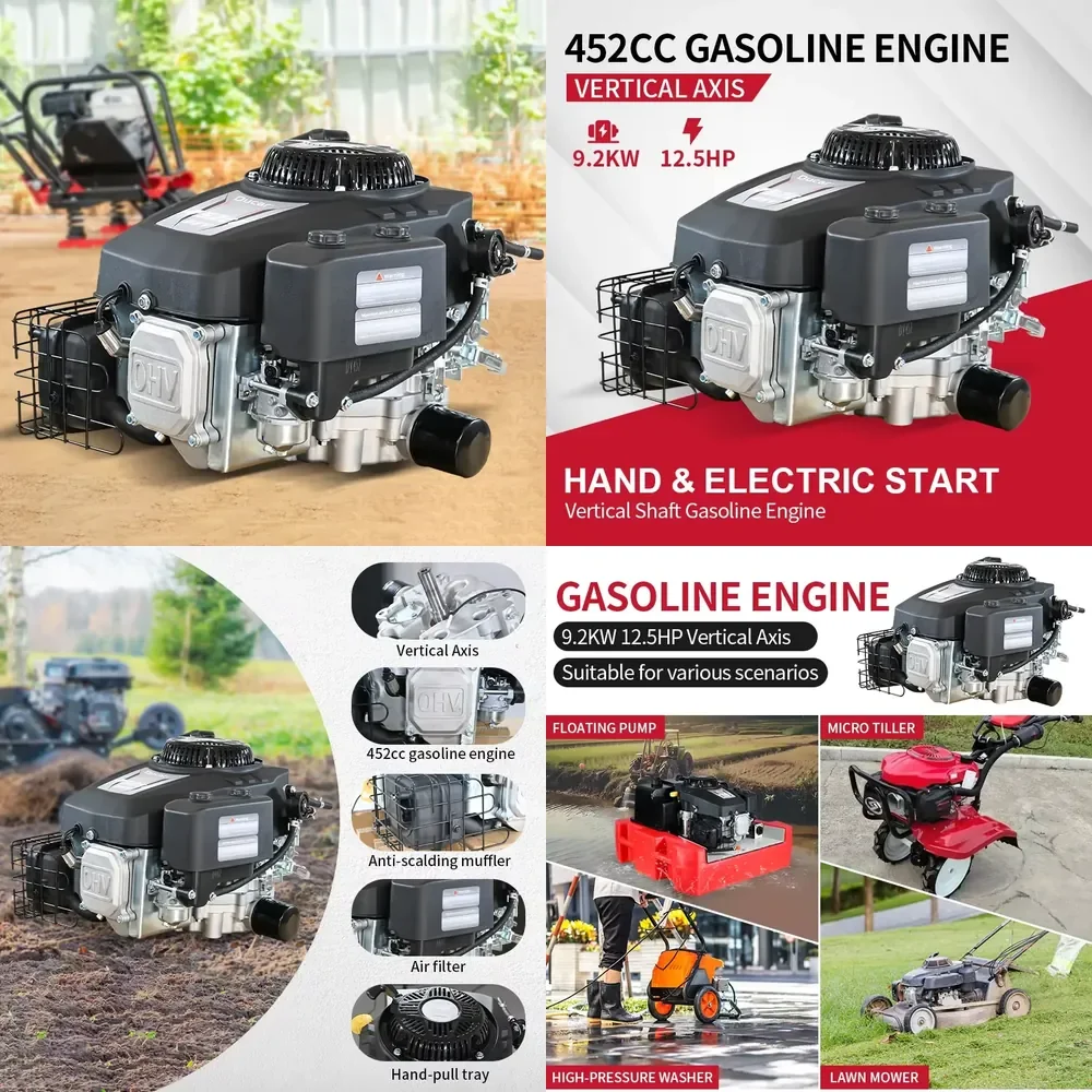 

Hot saleOHV 12.5HP/452cc Single Cylinder 4 Stroke Air Cooled Keyway Shaft Industry Engine Euro5 Boat Petrol Motor