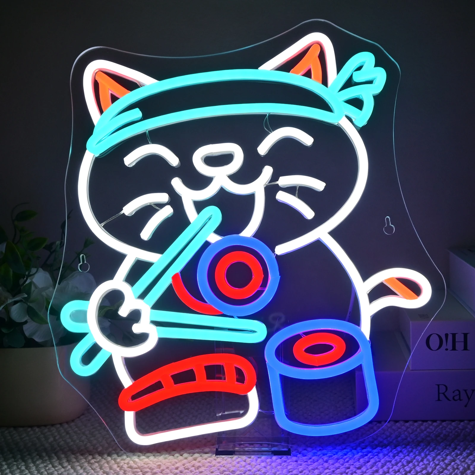 Sushi Cat Neon Sign For Wall Decor Creative Art Signs Room Decoration For Bedroom Bar Club Party Business Food Shop Nice Gift