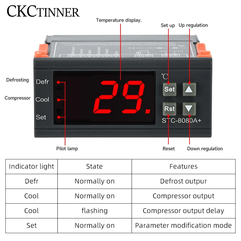 STC-8080A+ LED Digital Thermostat Temperature Controller Thermoregulator Relay Heating Cooling for Incubator AC 110-220V NTC