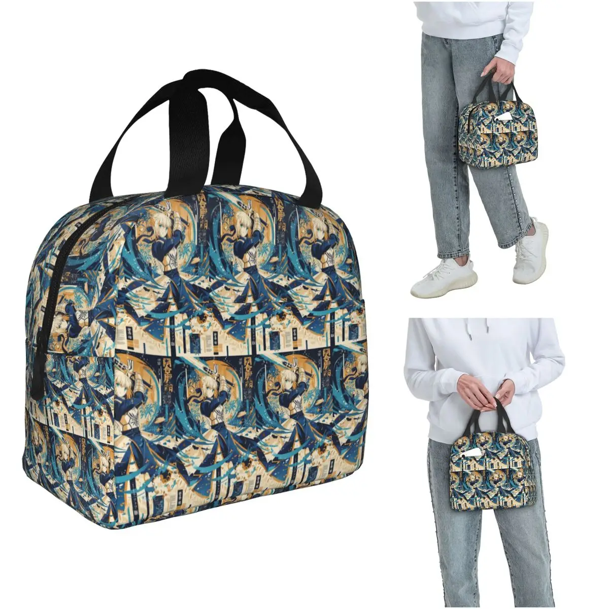Saber Artoria Battle Ready Fate Stay Night Anime Isolierte Lunchtasche für Damen und Kinder, Lebensmittelboxen, Thermo-Lunchbox-Tragetasche