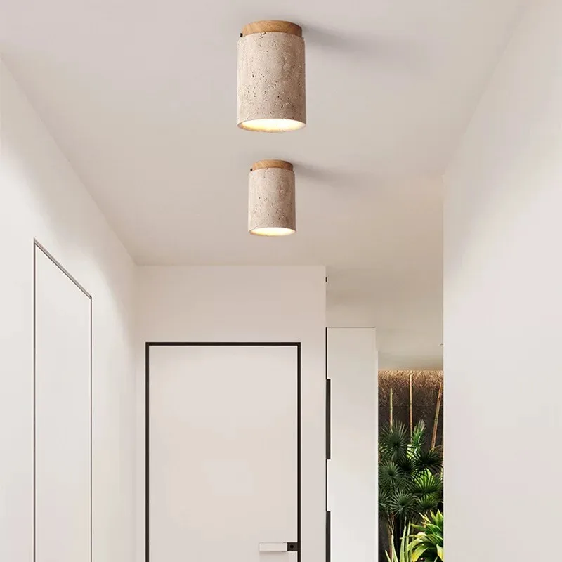 Natural wind tunnel stone Ceiling light Wabi Sabi corridor balcony LED lighting decoration pending light bedside table wall lamp