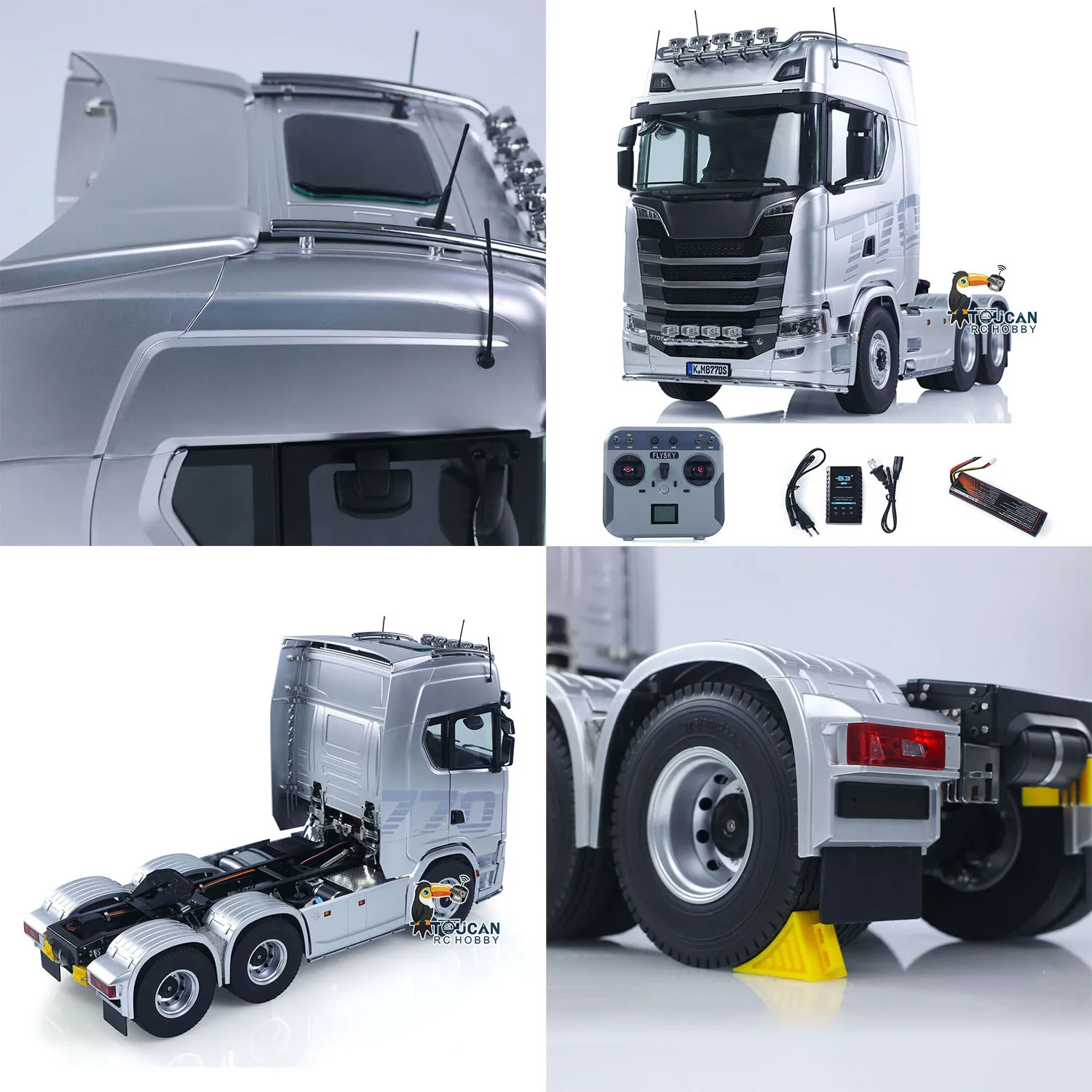 

1/14 KABOLITE 770S 100 RC Tractor Truck 6x6 Remote Control Lorry Car 2Speed Gearbox Differential Lock Battery Radio RTR Model