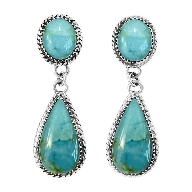Classical Temperament Water Droplet Earrings Geometric Imitation Turquoise Stickers Accessories Antique Style Jewelry