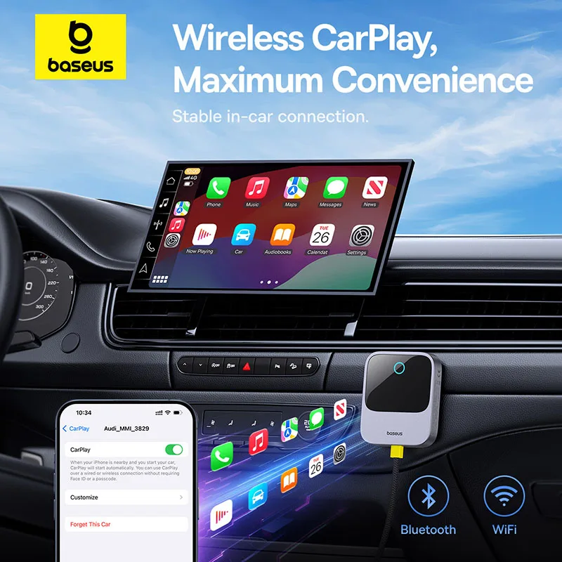 Baseus Wireless CarPlay Wired to Wireless CarPlay Adapter Auto Connect ...