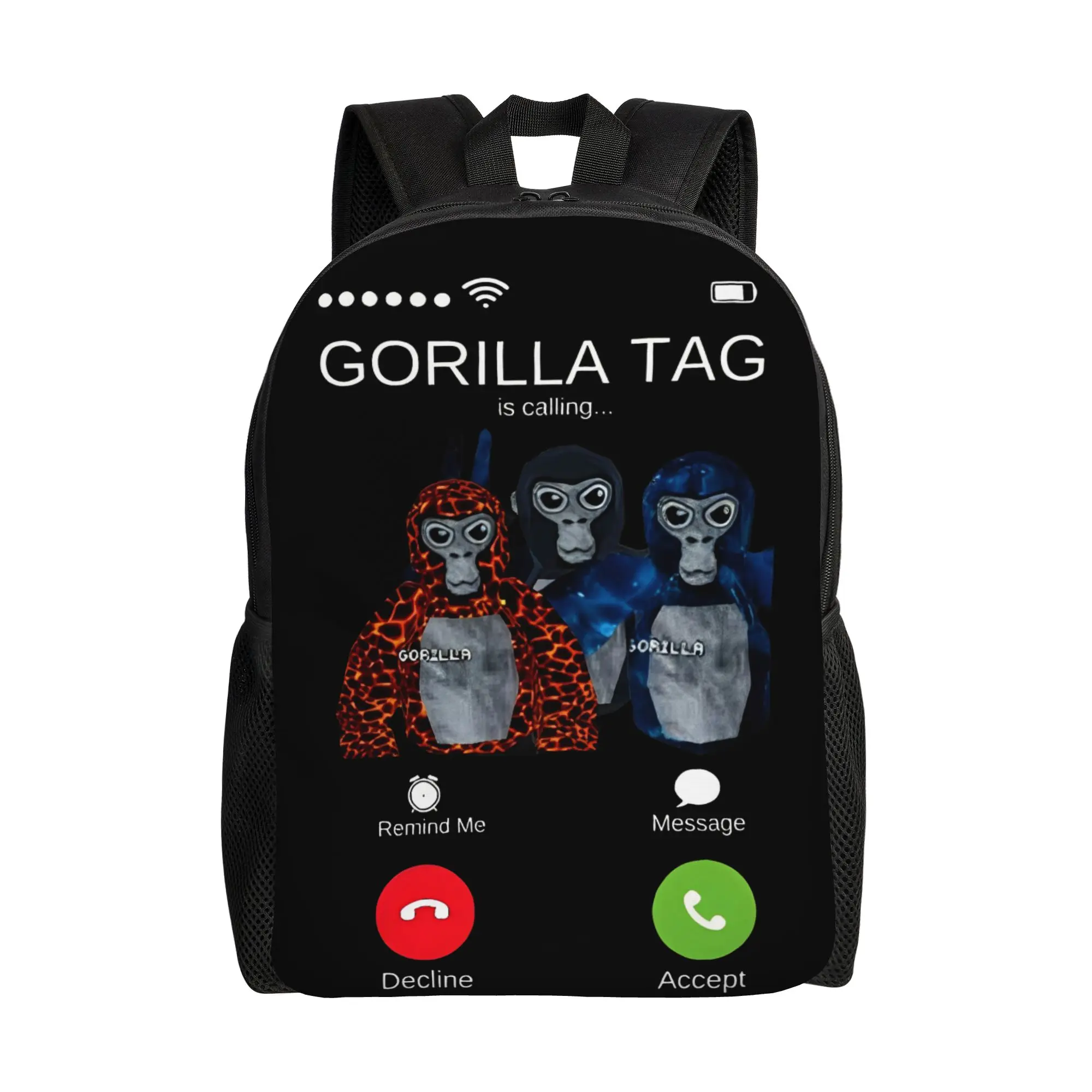 

Рюкзак Gorilla Tag Phone Casual: прочный, для школы, бизнеса, игр, с принтом обезьян, для мужчин и женщин, для ноутбука, холщовый