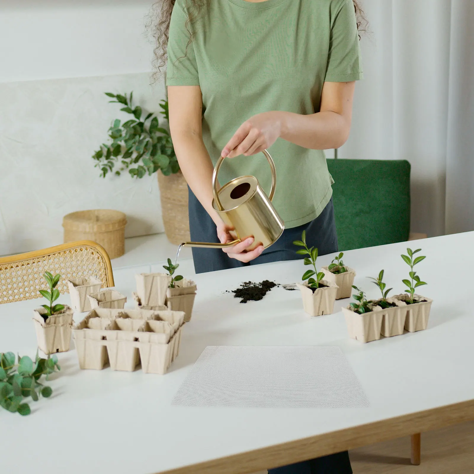 씨앗 발아용 철제 메쉬 재배 패드 4개 세트, 마이크로그린 발아 매트, 원예 스타터 용품