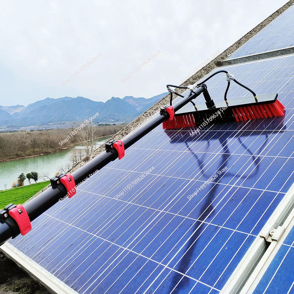 Professional Solar Panel Cleaning Kit with 36 FT Telescopic Pole High Washing Water Fed Brush