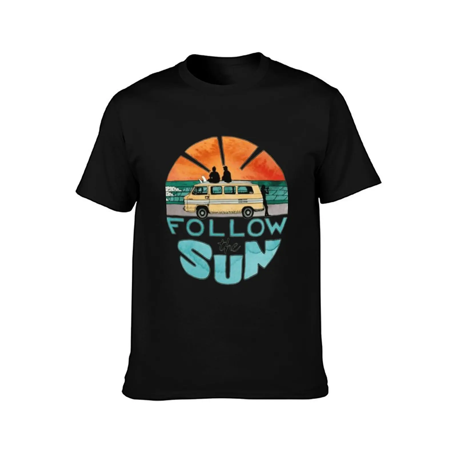 follow the sun T-Shirt, Summer Casual Cotton Tee, Oversized Streetwear Tops, Vintage Graphic Print, Loose Fit Short Sleeve