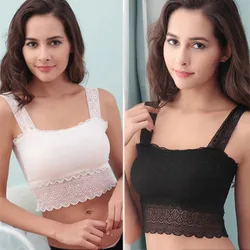 Fashion Sexy Lady Womens Stretch Strap Lace Boob Tube Tank Top Bandeau Bra Crop Bustier Camis Women Underwear Accessories