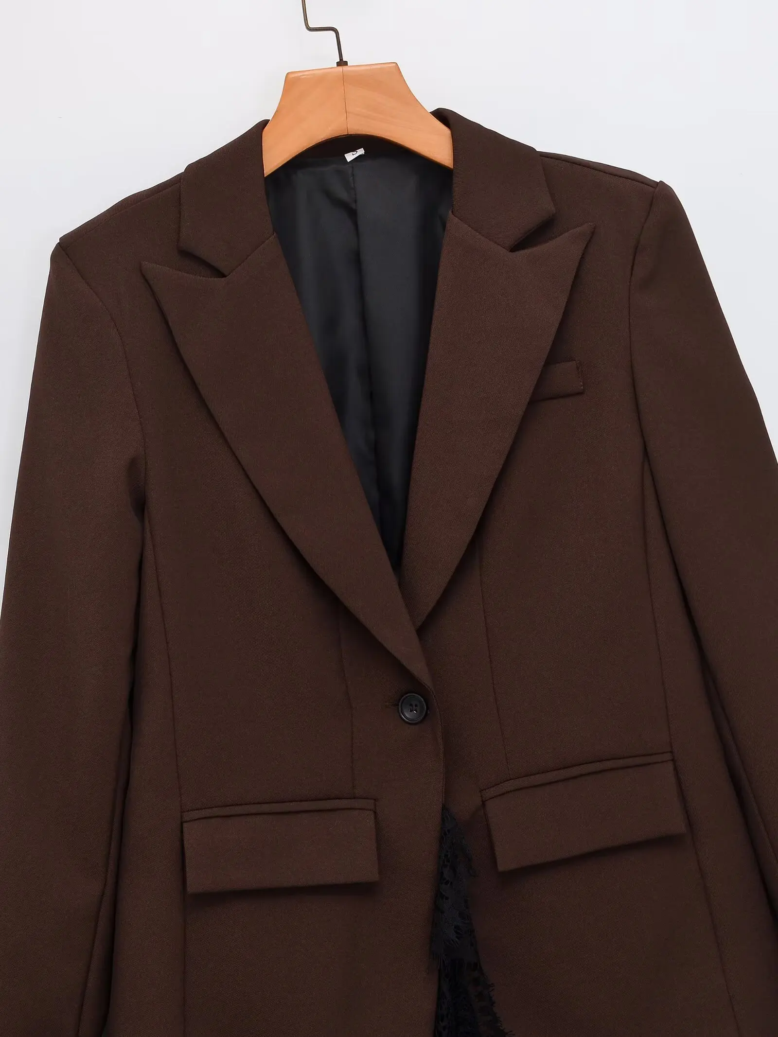 KONDALA Damen-Pendler-Blazer mit Spitzenbesatz, elegant für Dinner, Cocktailparty, schmal geschnitten, 2026 Frühherbst, trendiger High-Street-Blazer – Detail 25
