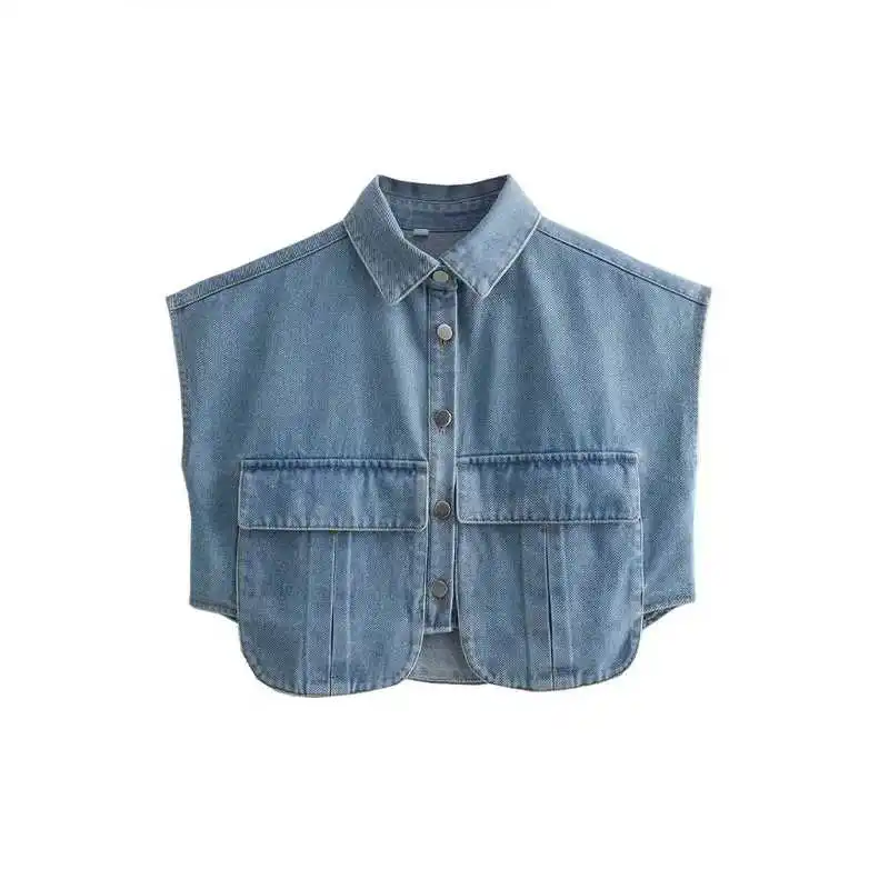 

Willela Women's Faion Denim Vest with kets Single Breasted S Size Autumn 2024 Season Other Material 00%