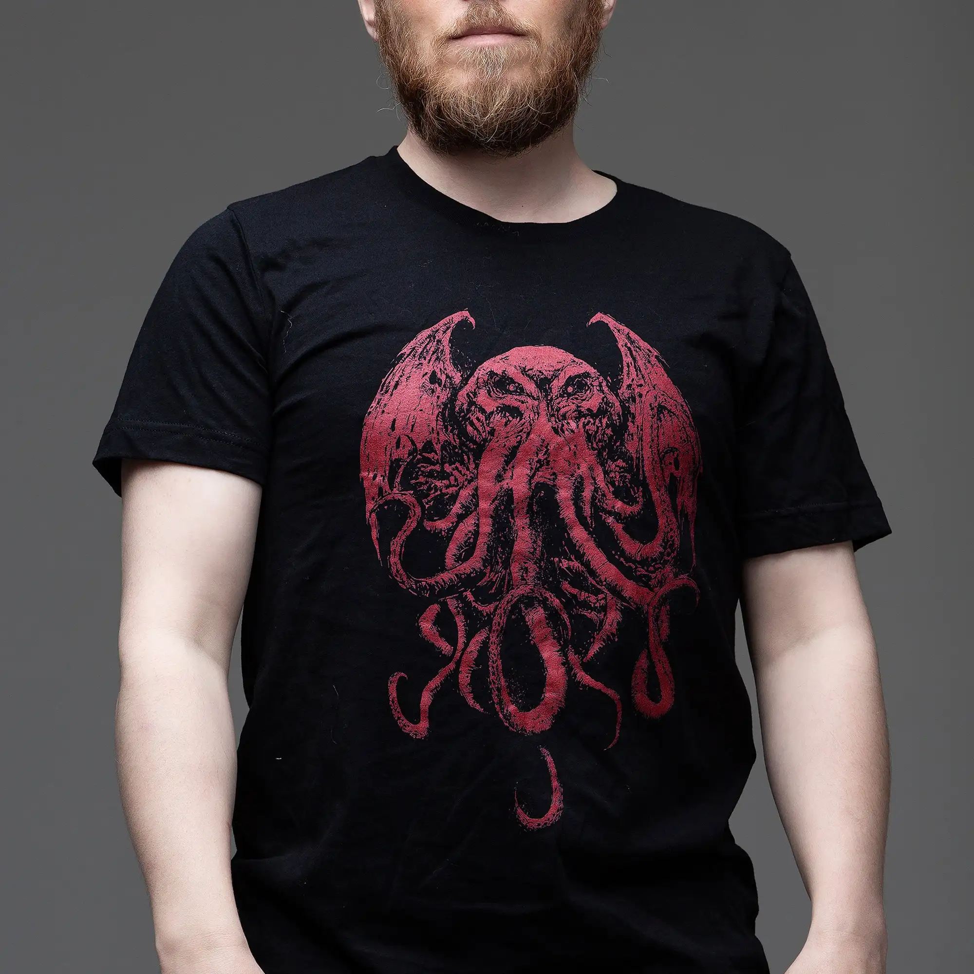 Red Cthulhu shirt H P Lovecraft occult fashion Kraken squid octopus Nat Jones tentacle