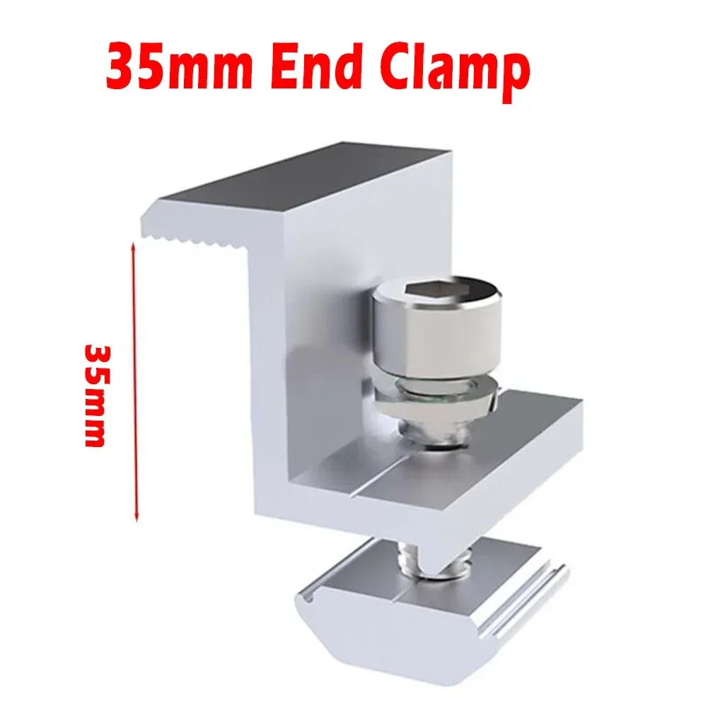 1/4/12pcs Solar End Clamp Aluminum Adjustable Solar Panel Bracket Clamp Wide Photovoltaic Support For Solar Panel System 30-35mm