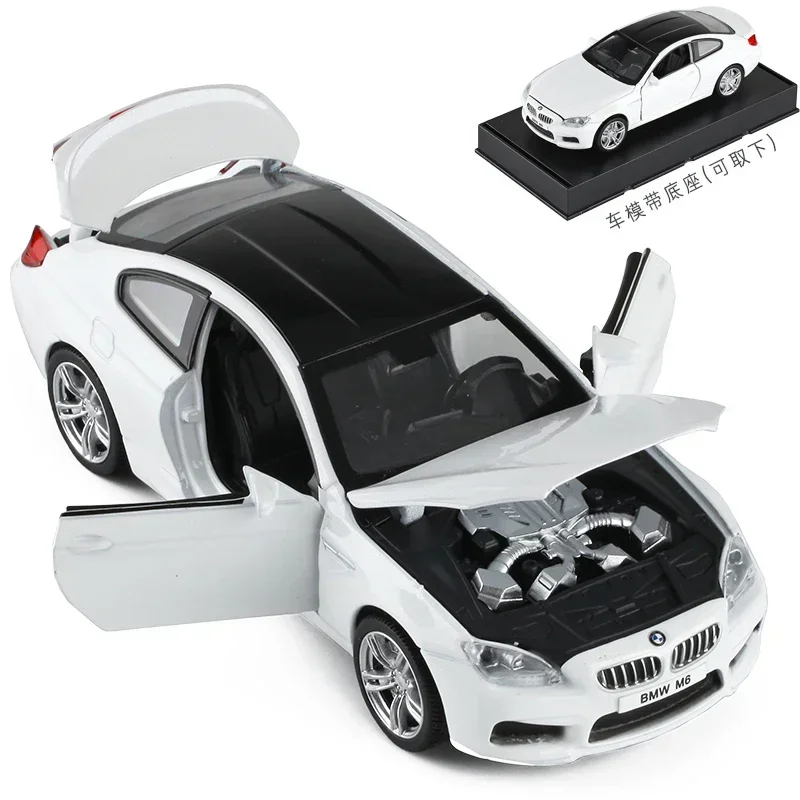 1:32 Simulatie Bmw M6 Gelegeerd Auto Metalen Deur Coupe Model Geluid En Licht Terugtrekken Speelgoedauto Modelcollectie Decoratie Jongen Cadeau