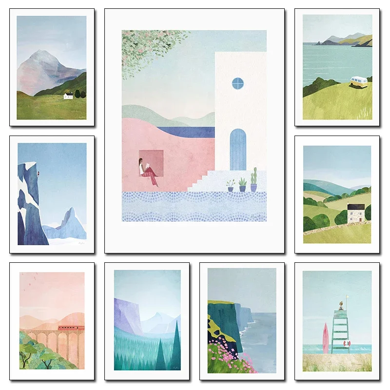 Minimalist Retro Style Natural Landscape Yosemite Tourism Art Poster Canvas Prints Mural Painting Living Room Bedroom Home De