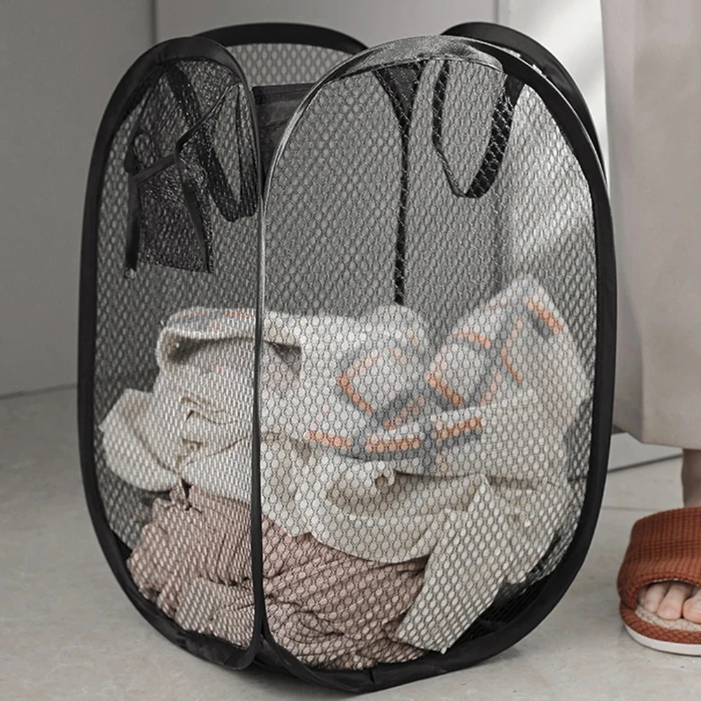 Mesh Foldable Dirty Clothes Basket Monochrome Simple Storage Basket Dirty Clothes Basket Household Laundry Basket Miscellaneous image 2