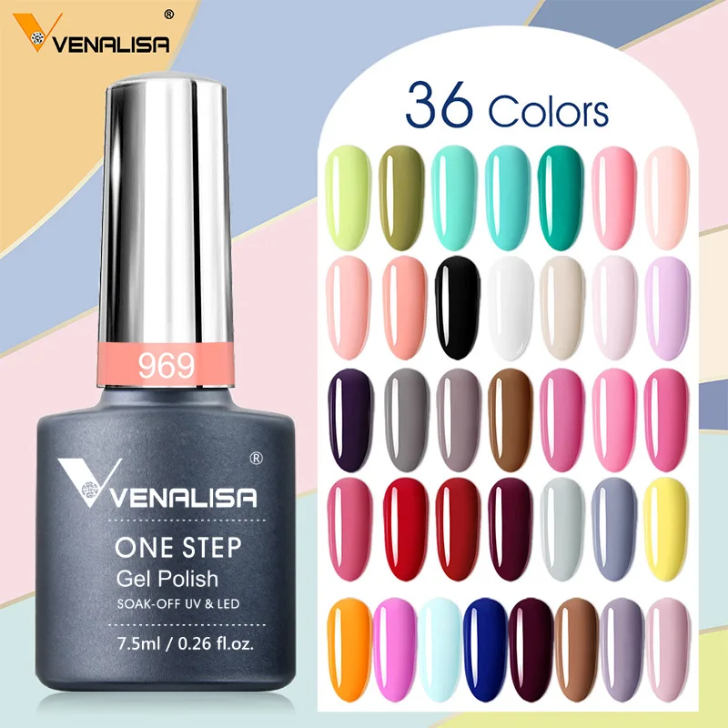 Venalisa 7.5ml One Step Gel Polish 36 Colors Varnish No Need Top Coat Base Coat Fast Dry 3 in 1 Soak Off UV LED Gel Nail Polish