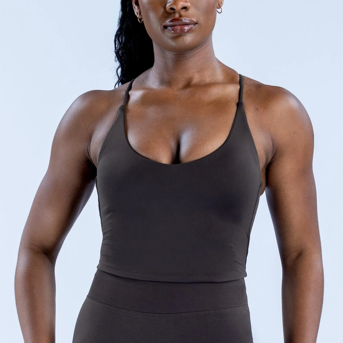 Dynamic Strappy Gym Top High Support Yoga Wear Push-up Fitness Tank Top Back Cross Workout Pilates Yoga Vest Running Sports Bra