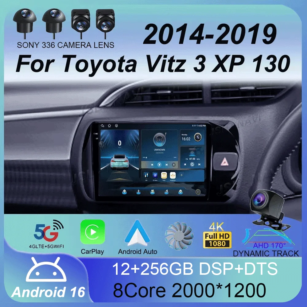 

Android 16 Carplay For Toyota Vitz 3 XP130 2014 2015 2016 2017 2018 2019 Car Radio Multimedia Video Player Navigation GPS Stereo