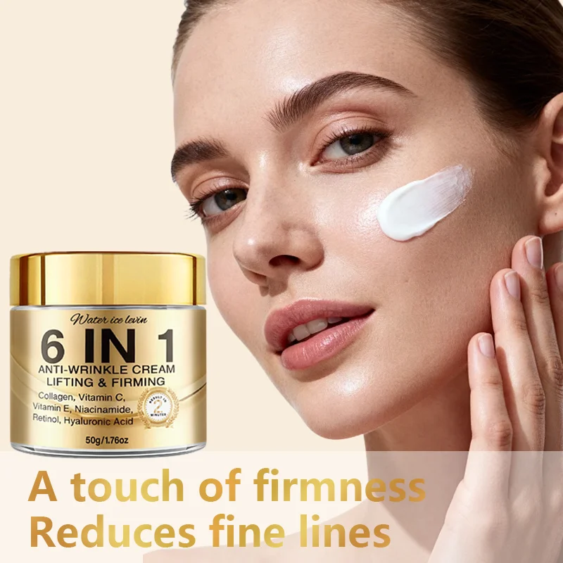 6-In-1 Anti-Wrinkle Cream. Lifts Firms Smooths Moisturizes. Collagen Vitamin C E Niacinamide Retinol Hyaluronic Acid. 50g view 2