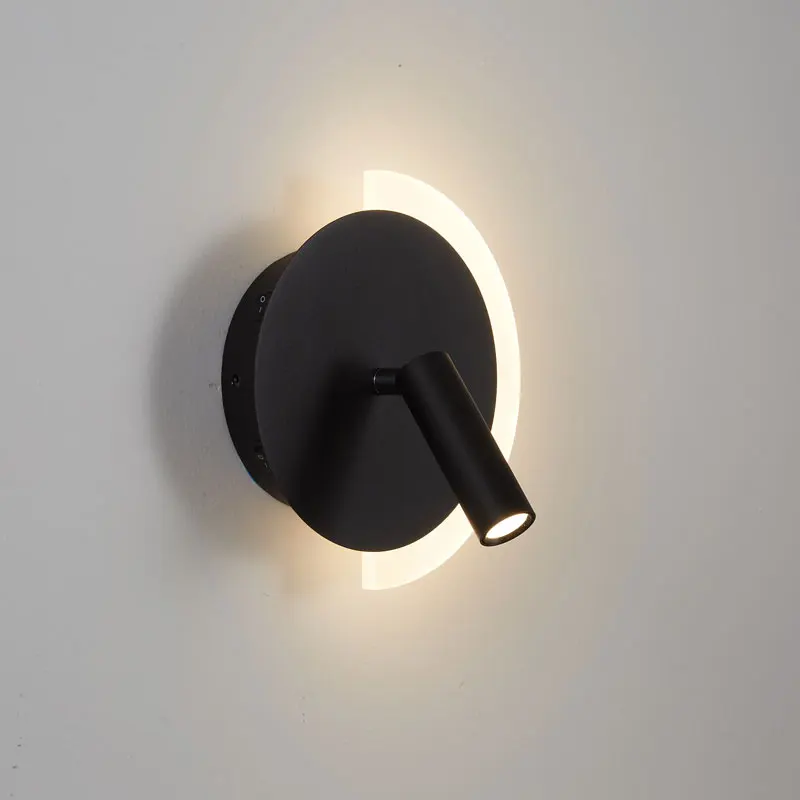 Imagem -05 - Modern Bedside Wall Lamp Led Spotlight Sconce Quarto Sala de Estar Corredor Corredor Escada Preto Branco